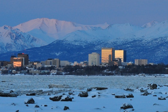 Cityscape of Anchorage, Alaska, in the winter 