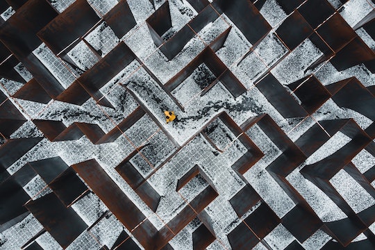 top-down view of a maze