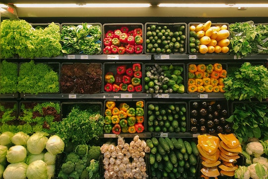 grocery store shelves full of vegetables
